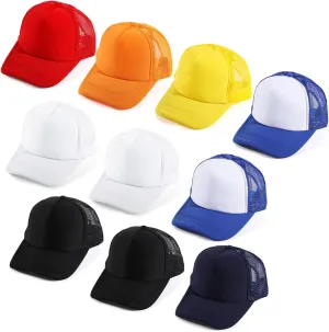 10 PCS Sublimation Blank Trucker Hats, Plain Baseball Caps with Adjustable Back Strap Unisex Mesh Caps for Men and Women DIY