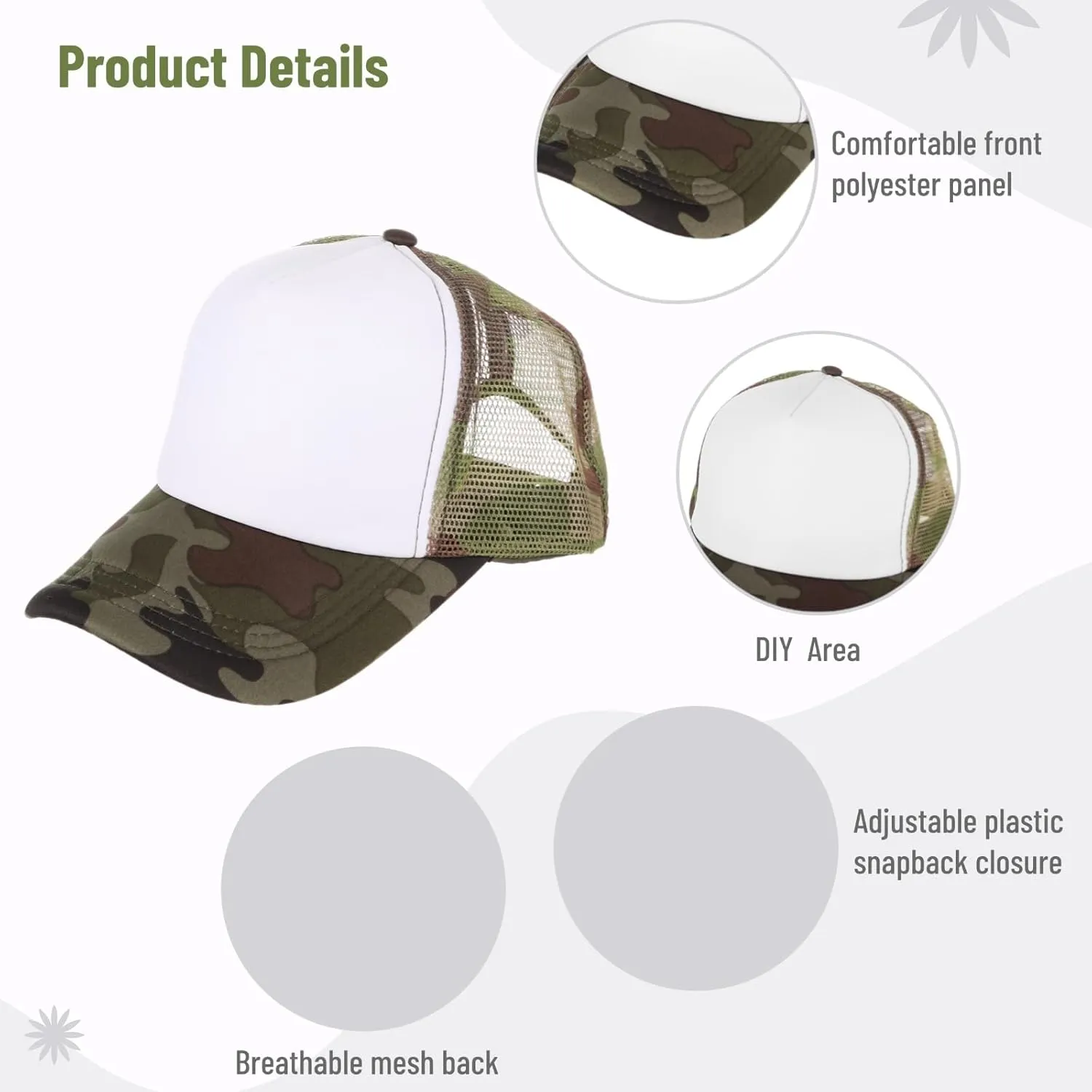 10 PCS Sublimation Blank Trucker Hats, Plain Baseball Caps with Adjustable Back Strap Unisex Mesh Caps for Men and Women DIY