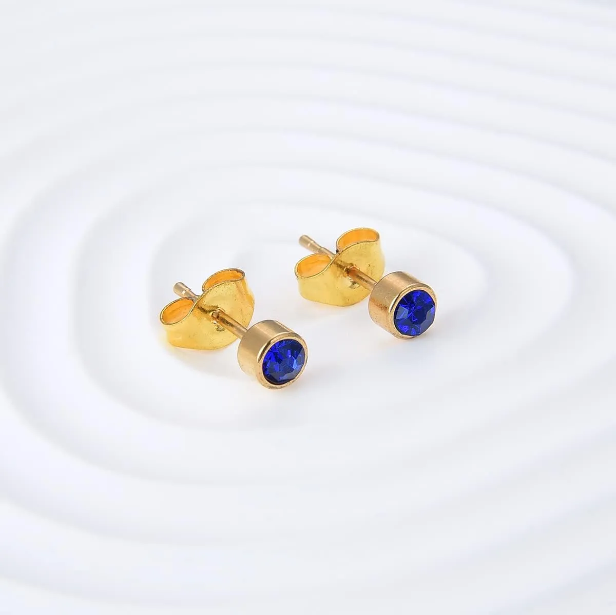 12 Pairs 18K Gold Plated Surgical Stainless Steel Stud Earring, Cubic Zirconia CZ Stud Earrings for Women, Multicolor Birthstone Stud Earrings Set