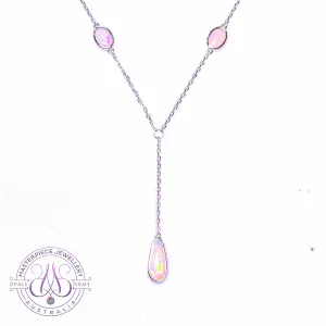 14kt White Gold 3 Opal necklace