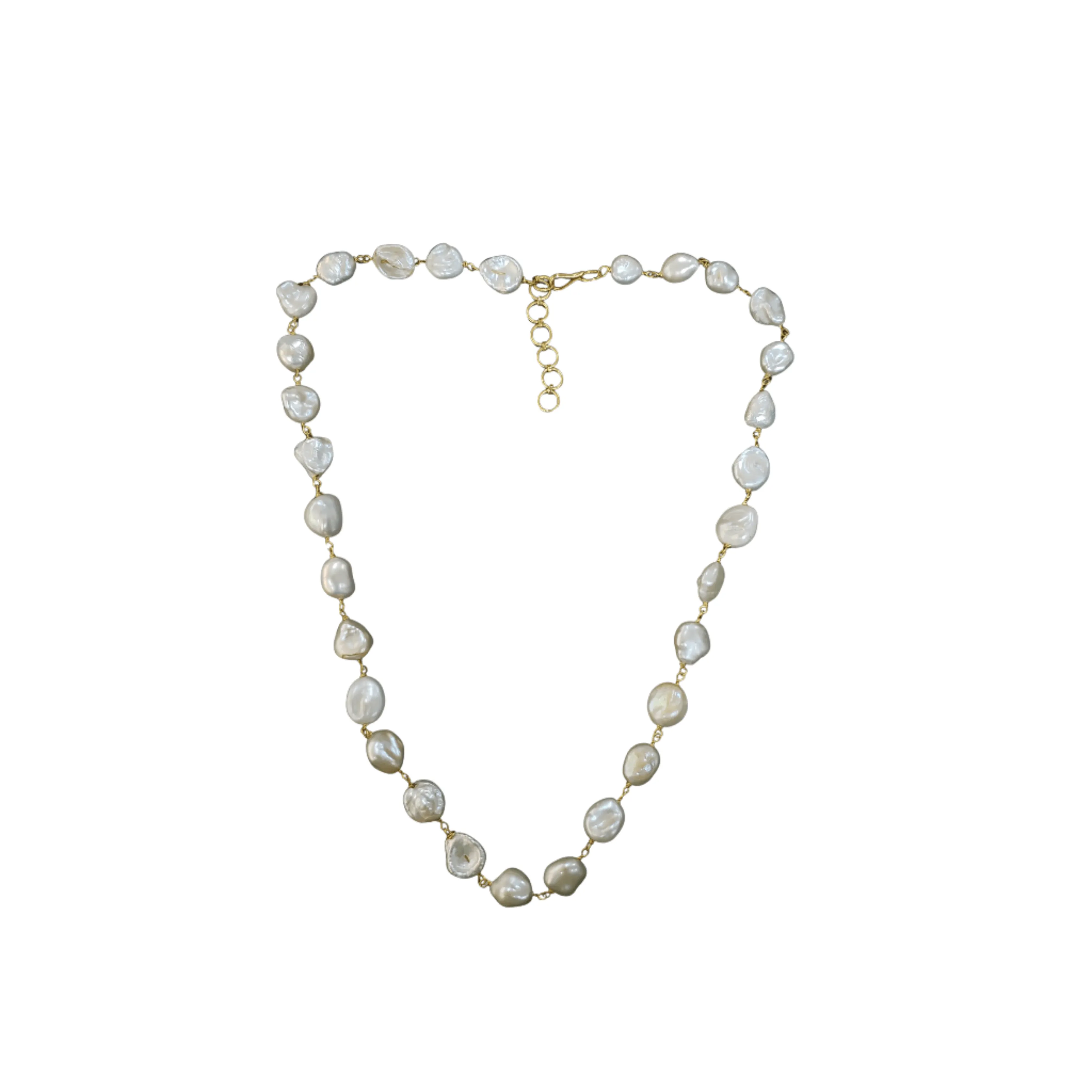 18k Gold Freshwater Pearls Necklace Beaded