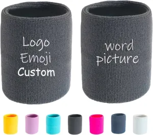 2 PCS Custom Wrist Sweatbands - Tennis Sweat Bands for Women & Men, Moisture-Wicking & Breathable, Personalized with Text/Logo/Photo - Ideal for Sports, Workout, Gym