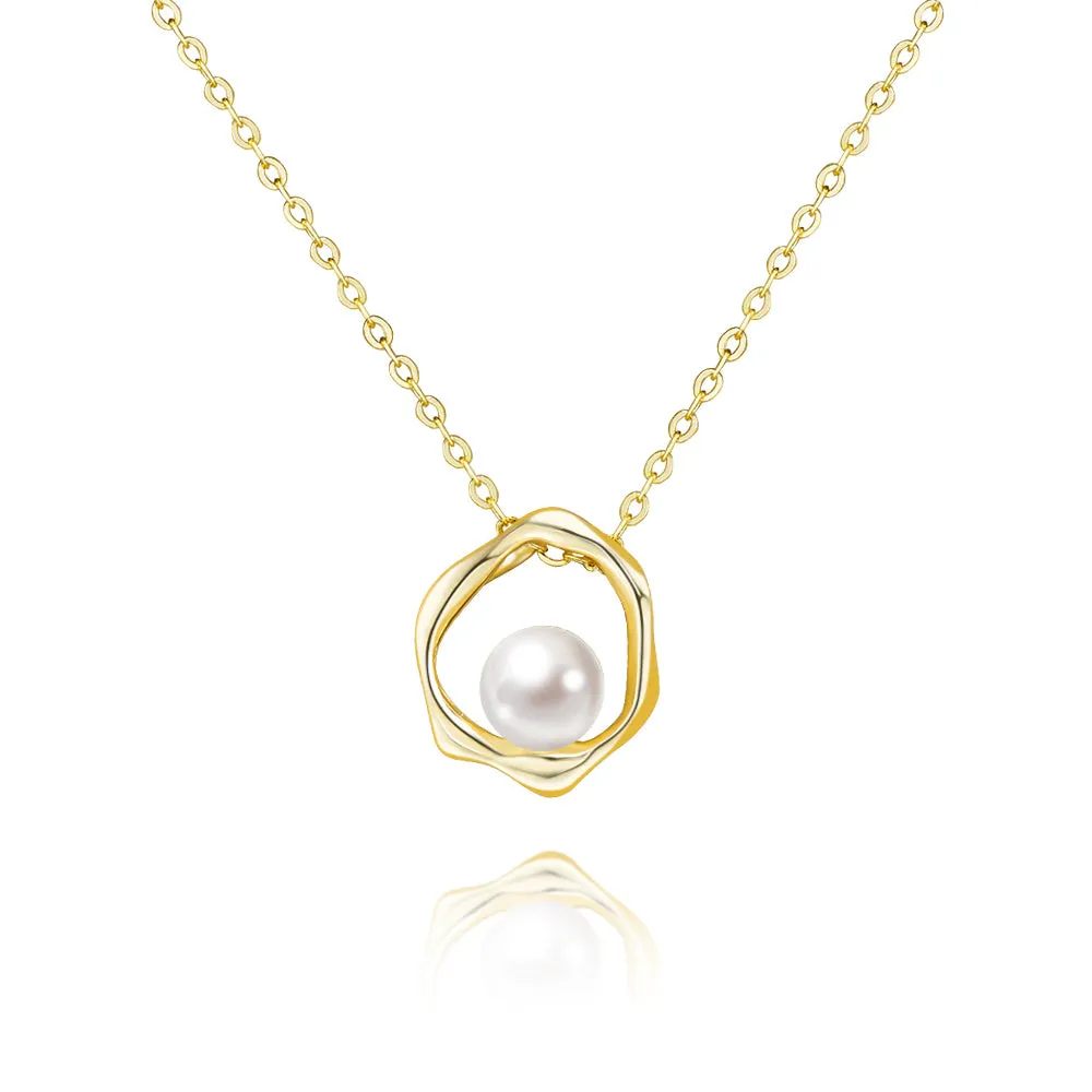 925 Silver Mobius Loop Pearl Necklace