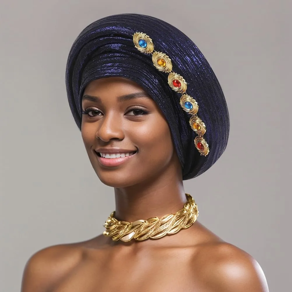 African Head Tie of Nigeria Aso Oke Auto Gele Headwraps Hat Turban Wedding Party Church Turban for Women 2025