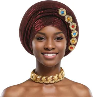 African Head Tie of Nigeria Aso Oke Auto Gele Headwraps Hat Turban Wedding Party Church Turban for Women 2025
