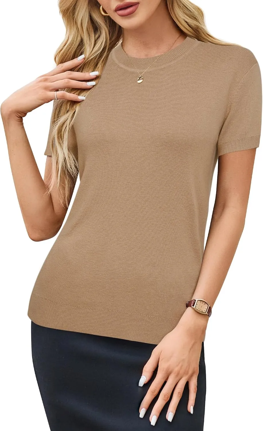 Arach&Cloz Women's Wool Blend Business Casual Loose Fit Summer Sweaters Outfits