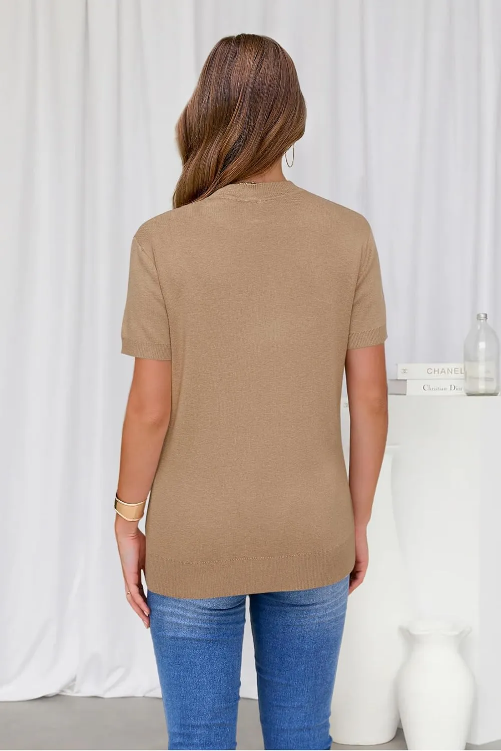 Arach&Cloz Women's Wool Blend Business Casual Loose Fit Summer Sweaters Outfits