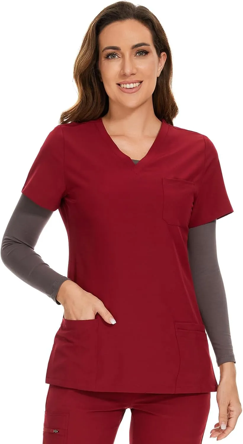 COZYFIT Scrub Tops for Woman - Soft Stretch, V-Neck Top Scrubs with 3 Pockets, Easy Care for Women