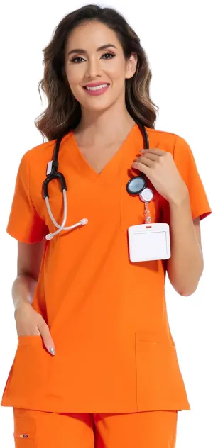 COZYFIT Scrub Tops for Woman - Soft Stretch, V-Neck Top Scrubs with 3 Pockets, Easy Care for Women