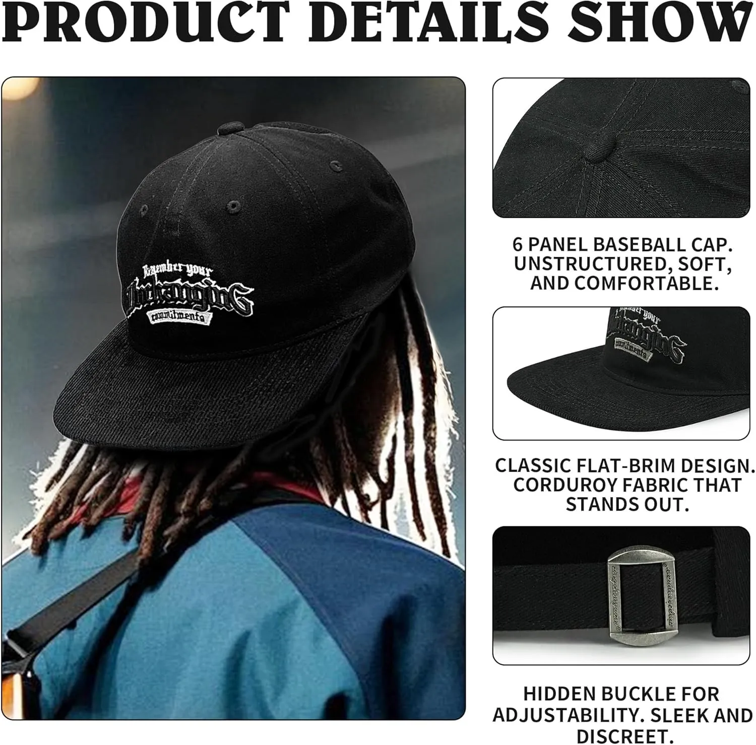 Croogo Vintage Flat Bill Baseball Cap Soft Cotton Blend Two Tone Retro Style Unstructured Flat Brim Hat for Men Women