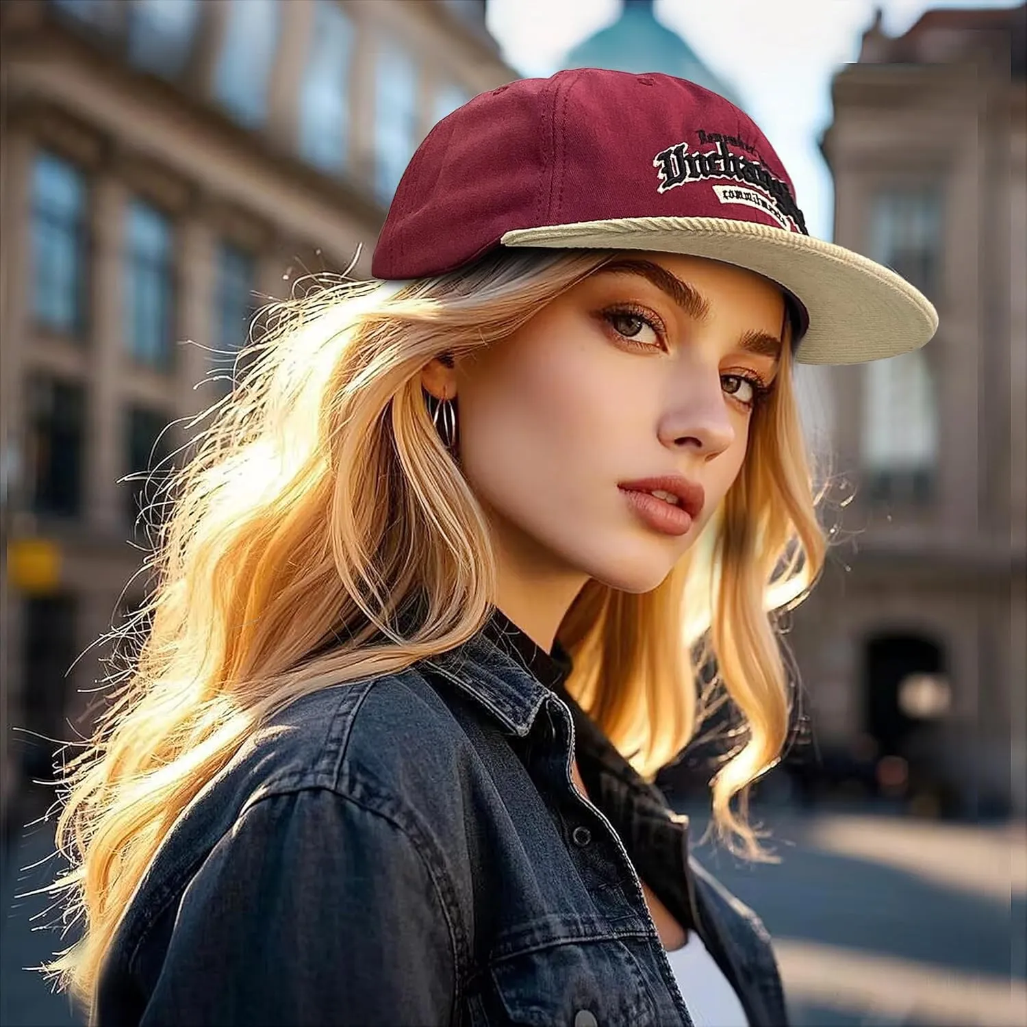 Croogo Vintage Flat Bill Baseball Cap Soft Cotton Blend Two Tone Retro Style Unstructured Flat Brim Hat for Men Women