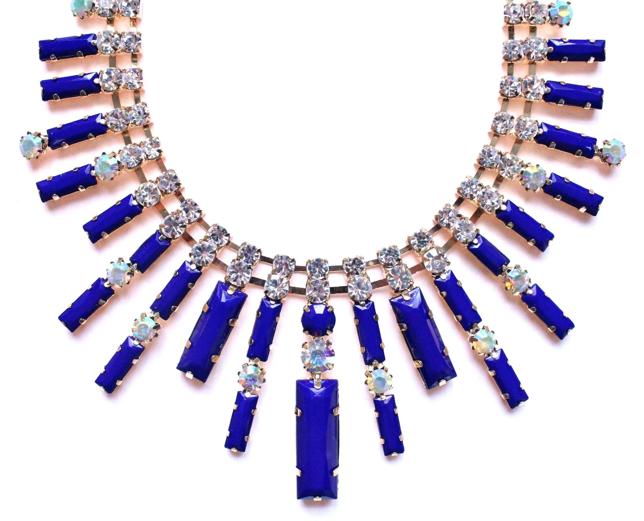 Crystal Spike Bib Statement Necklace- Royal