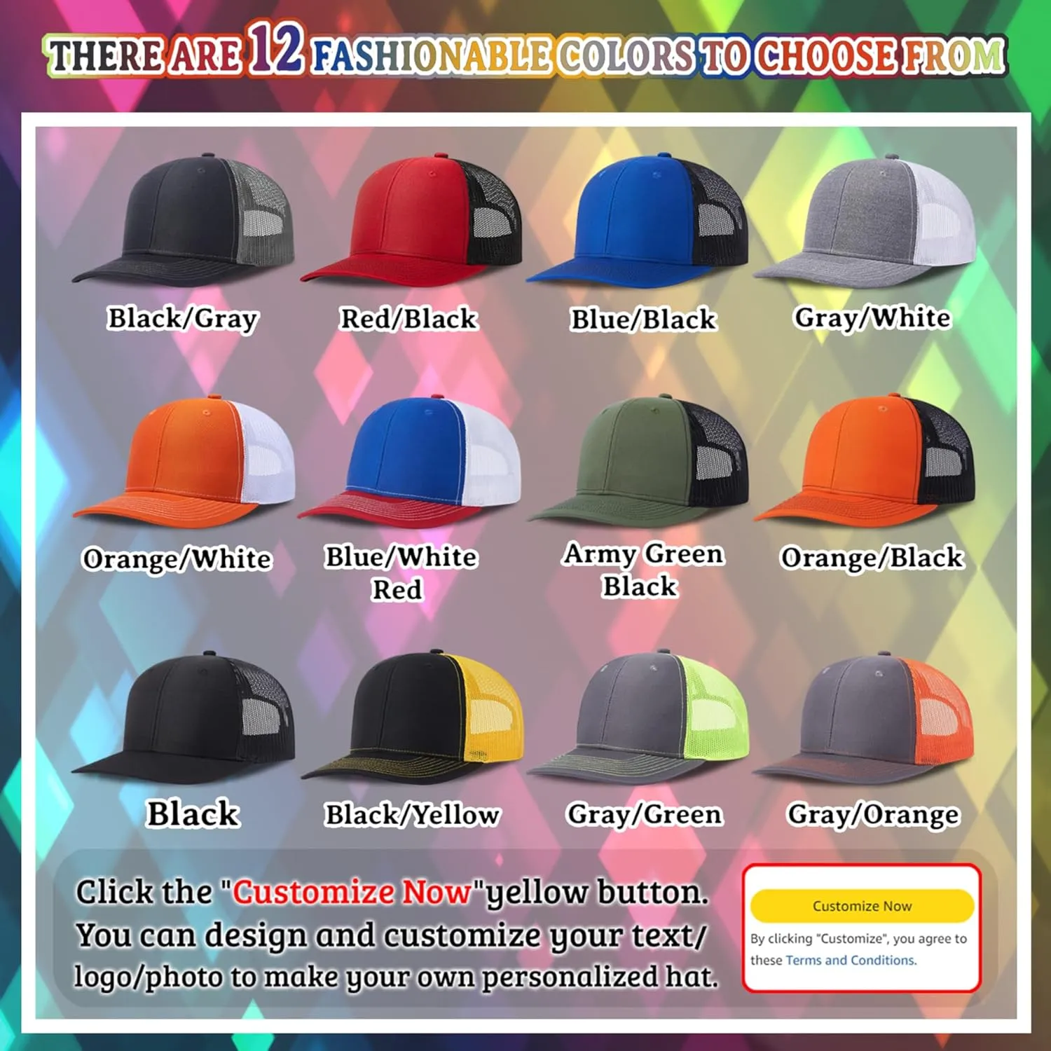 Custom Hat Bulk Custom Hats for Man Woman Design Personalized Hat Bulk Custom Trucker Hat with Logo Text Photo