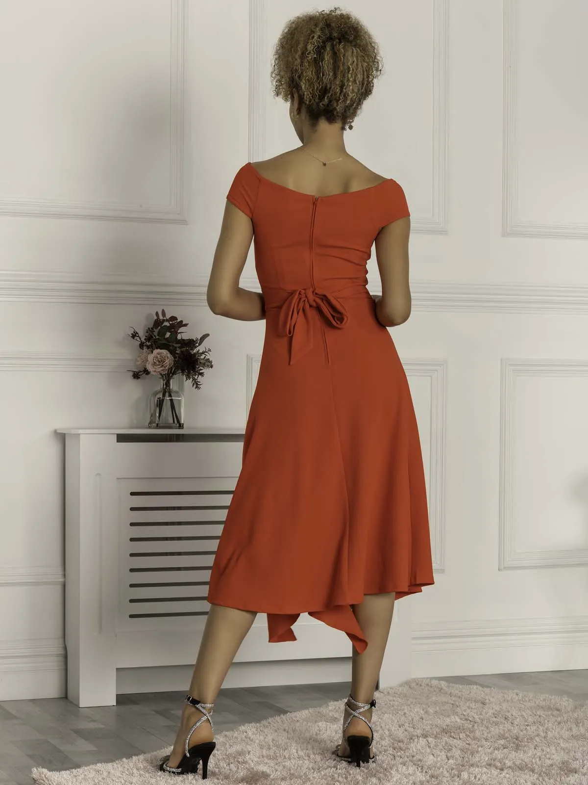 Desiree Frill Fit & Flare Dress, Scarlet Red