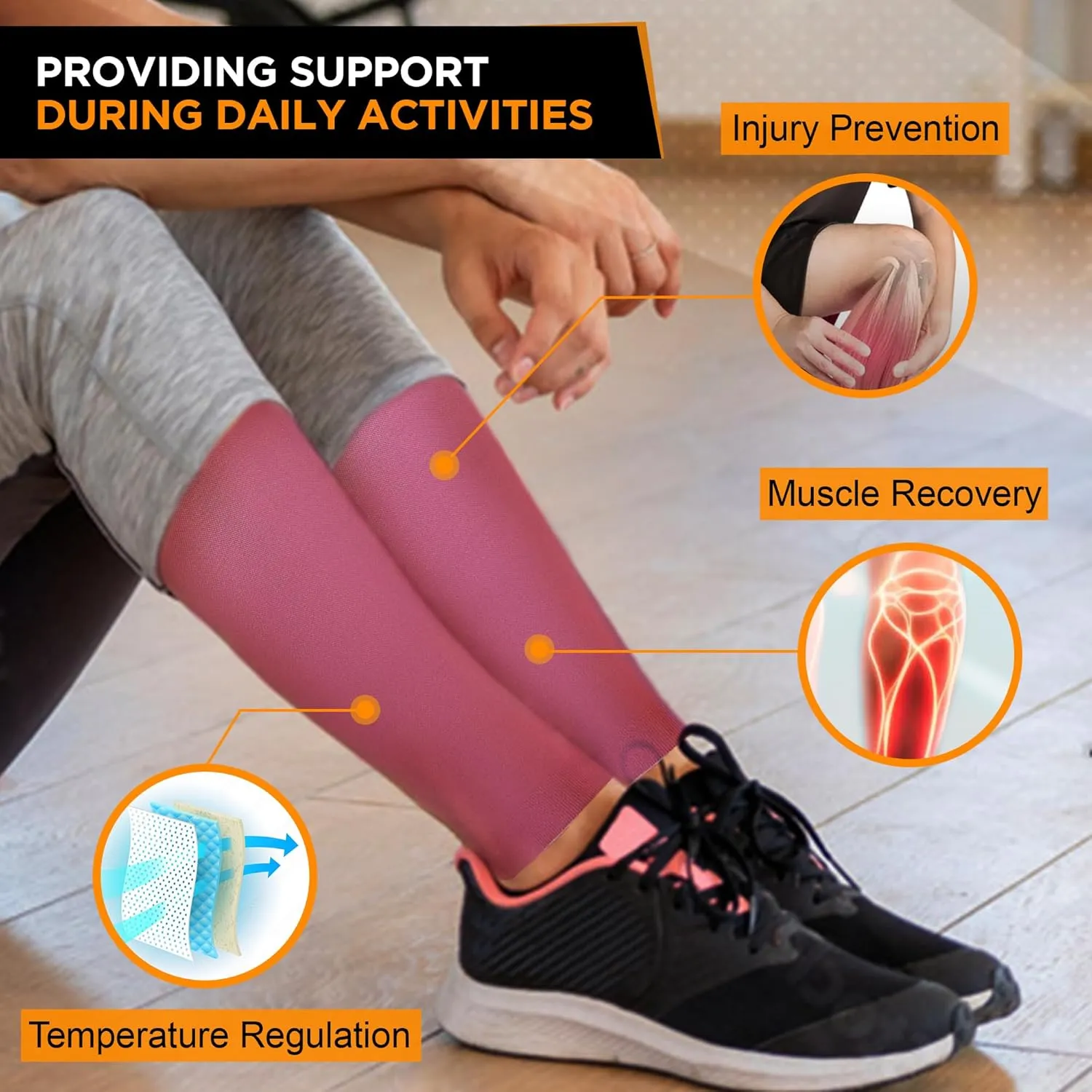 Doc Miller Compression Calf Sleeve for Men & Women, Premium Medical Grade, 20-30mmHg Graduated, Shin Splints, 1 Pair