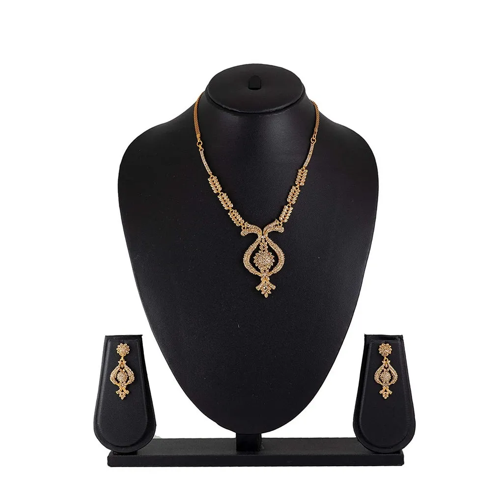 Estele 24 Kt Gold Plated Austrian Diamond Necklace Set for Women