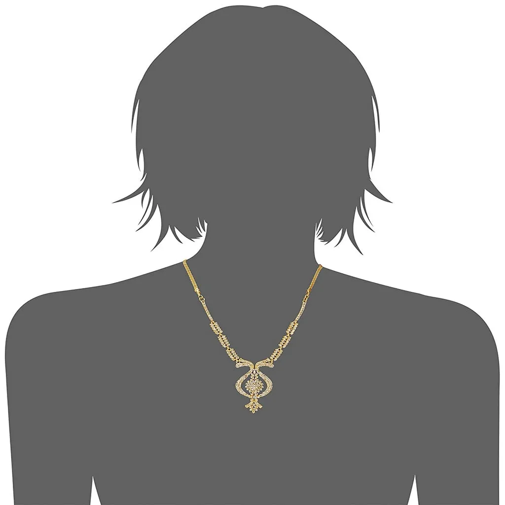 Estele 24 Kt Gold Plated Austrian Diamond Necklace Set for Women