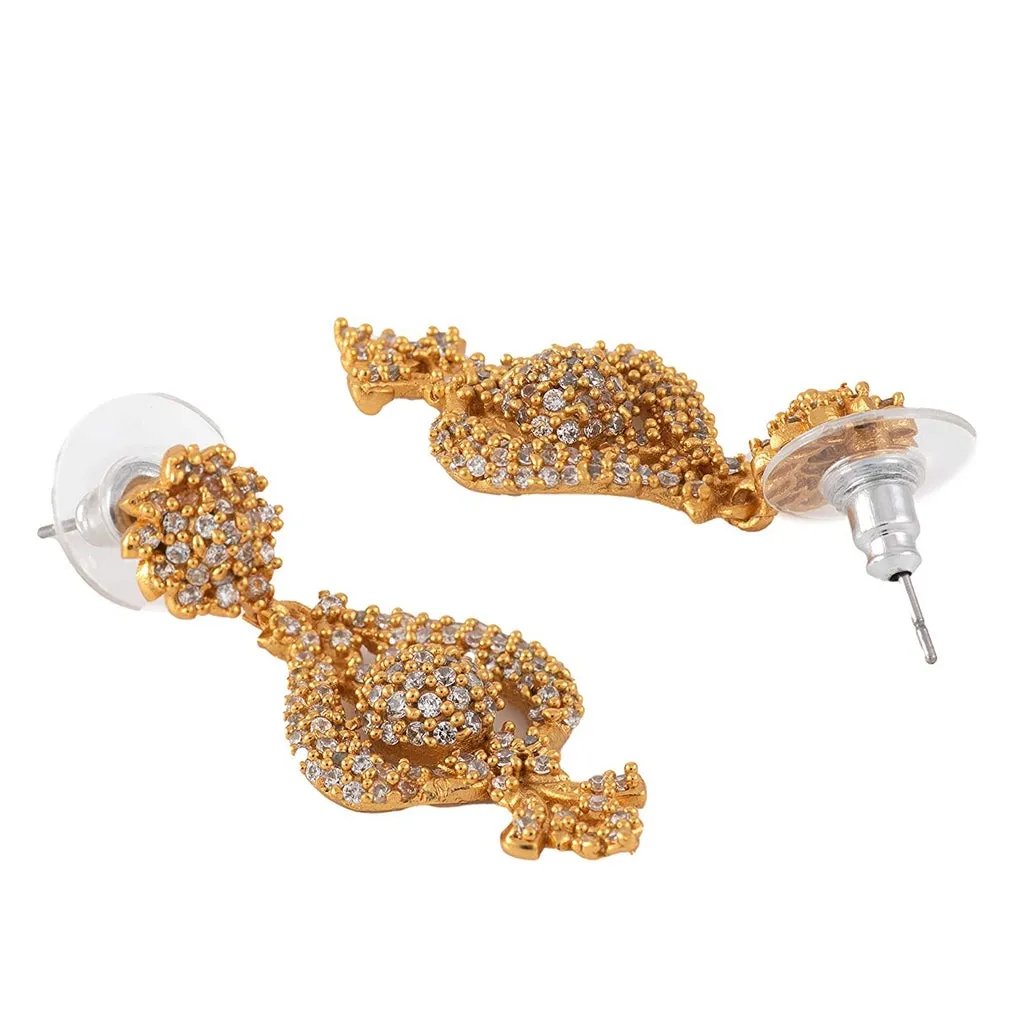 Estele 24 Kt Gold Plated Austrian Diamond Necklace Set for Women