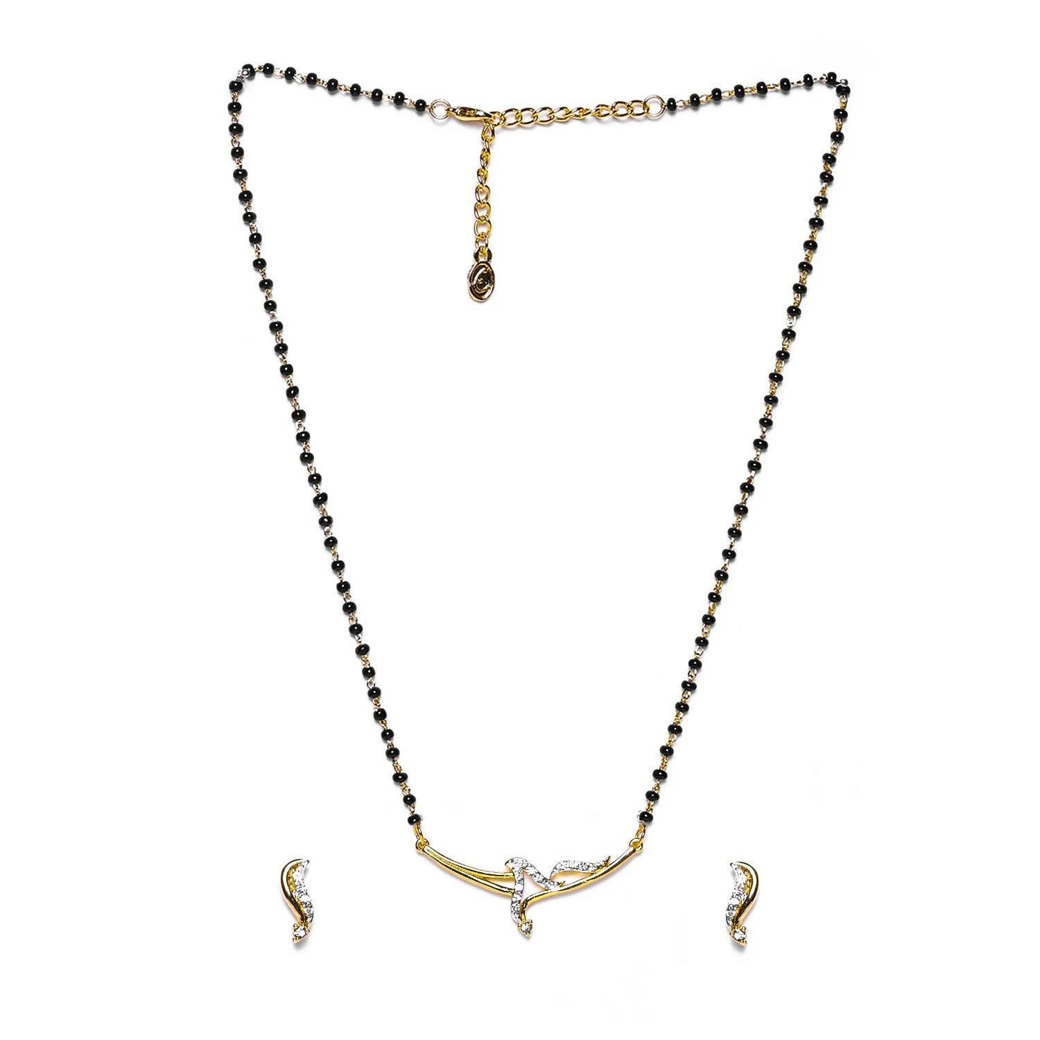 Estele Gold & Rhodium Plated Sophisticated Mangalsutra Necklace Set with Austrian Crystals for Women