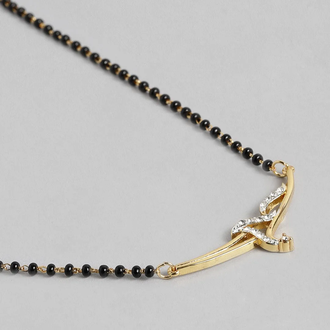 Estele Gold & Rhodium Plated Sophisticated Mangalsutra Necklace Set with Austrian Crystals for Women