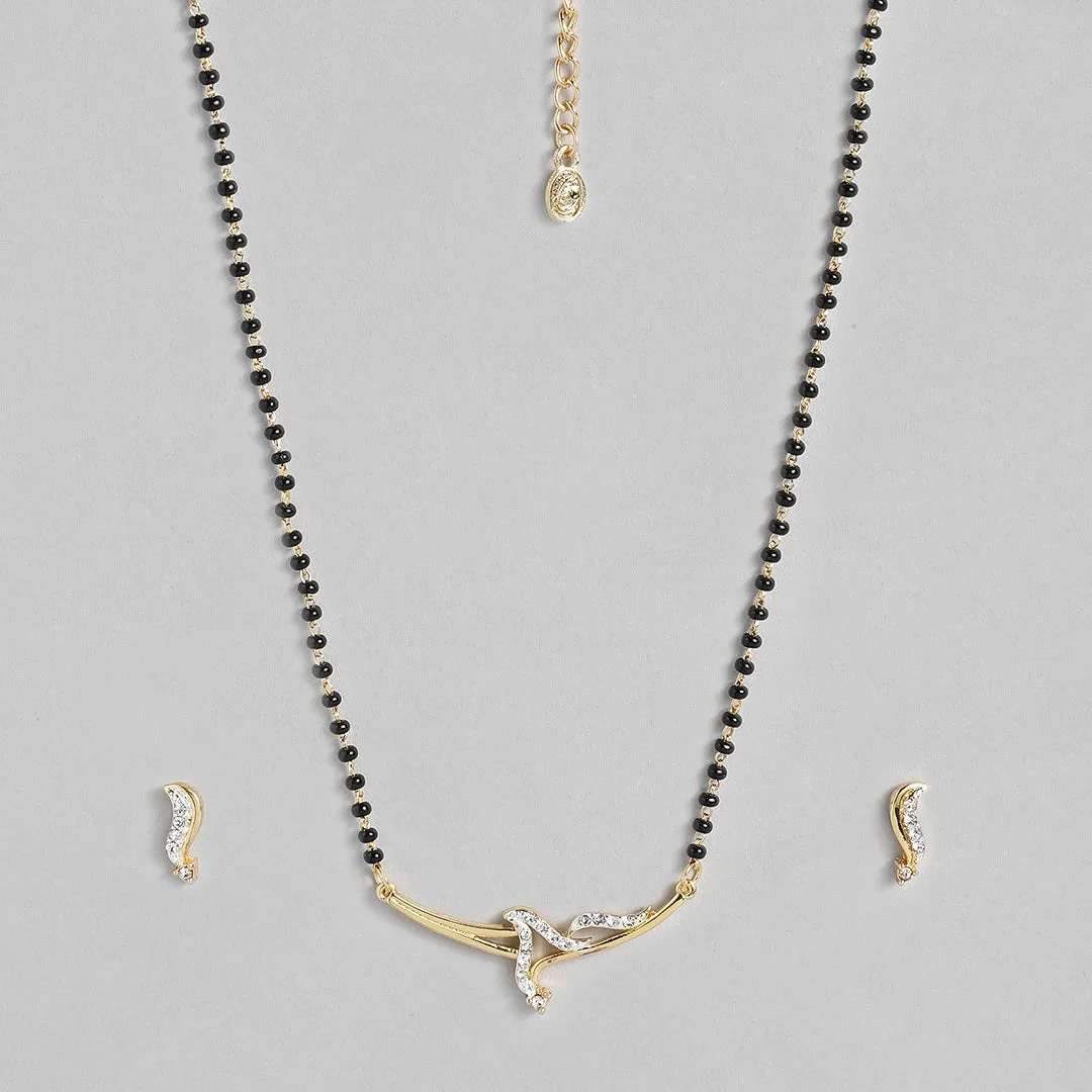 Estele Gold & Rhodium Plated Sophisticated Mangalsutra Necklace Set with Austrian Crystals for Women