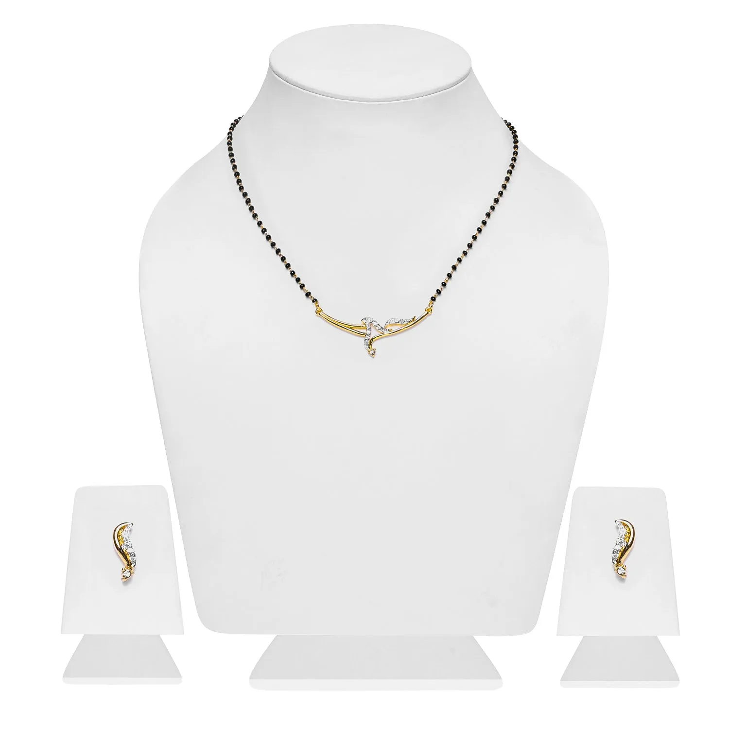 Estele Gold & Rhodium Plated Sophisticated Mangalsutra Necklace Set with Austrian Crystals for Women