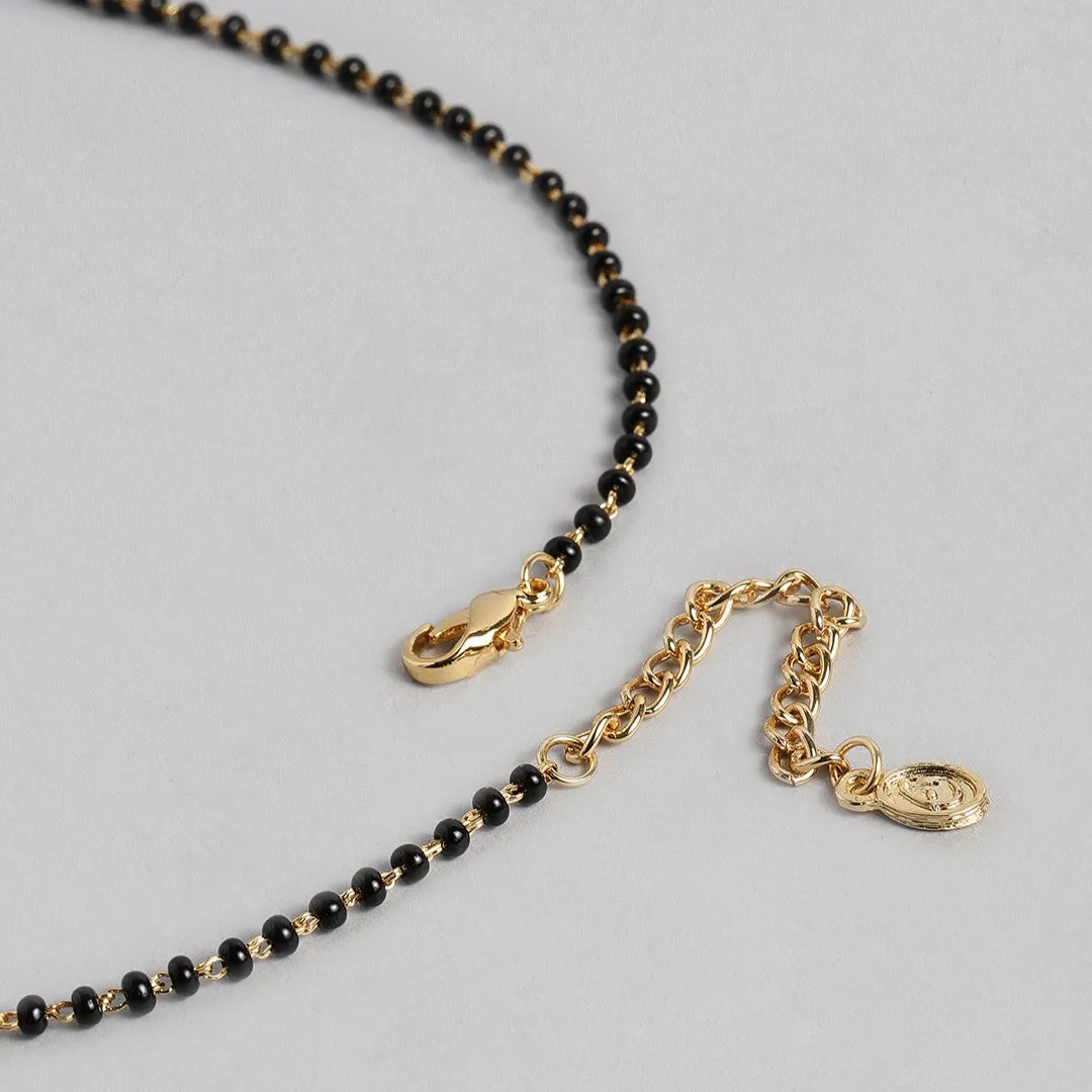 Estele Gold & Rhodium Plated Sophisticated Mangalsutra Necklace Set with Austrian Crystals for Women