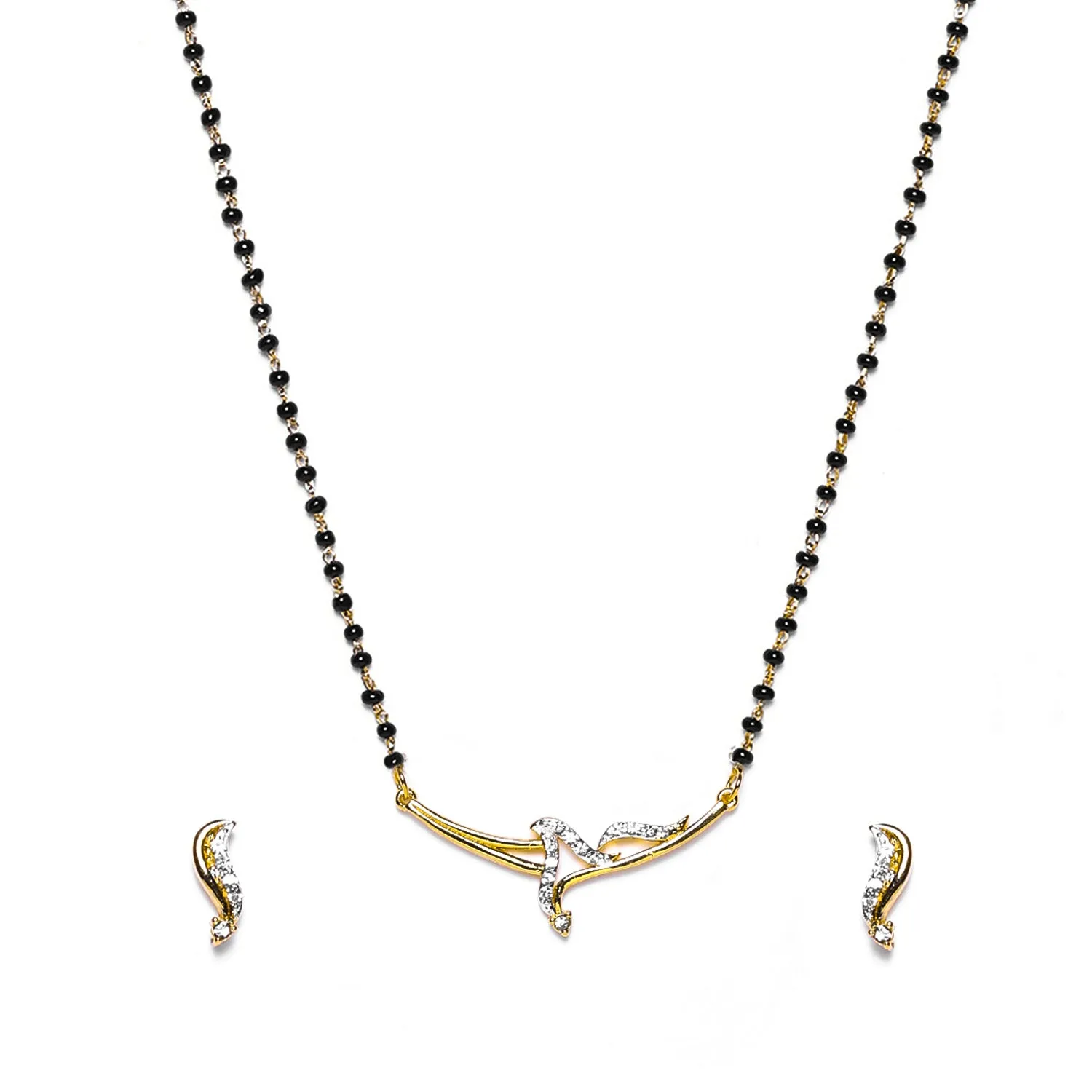 Estele Gold & Rhodium Plated Sophisticated Mangalsutra Necklace Set with Austrian Crystals for Women