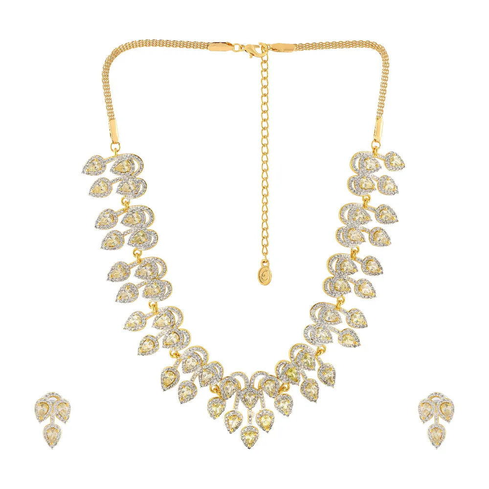 Estele Gold Plated CZ Sparkling Necklace Set for Women