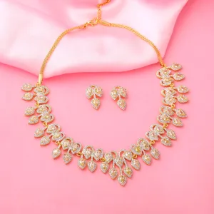 Estele Gold Plated CZ Sparkling Necklace Set for Women