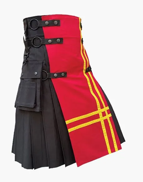Gothic utility kilt in black and red