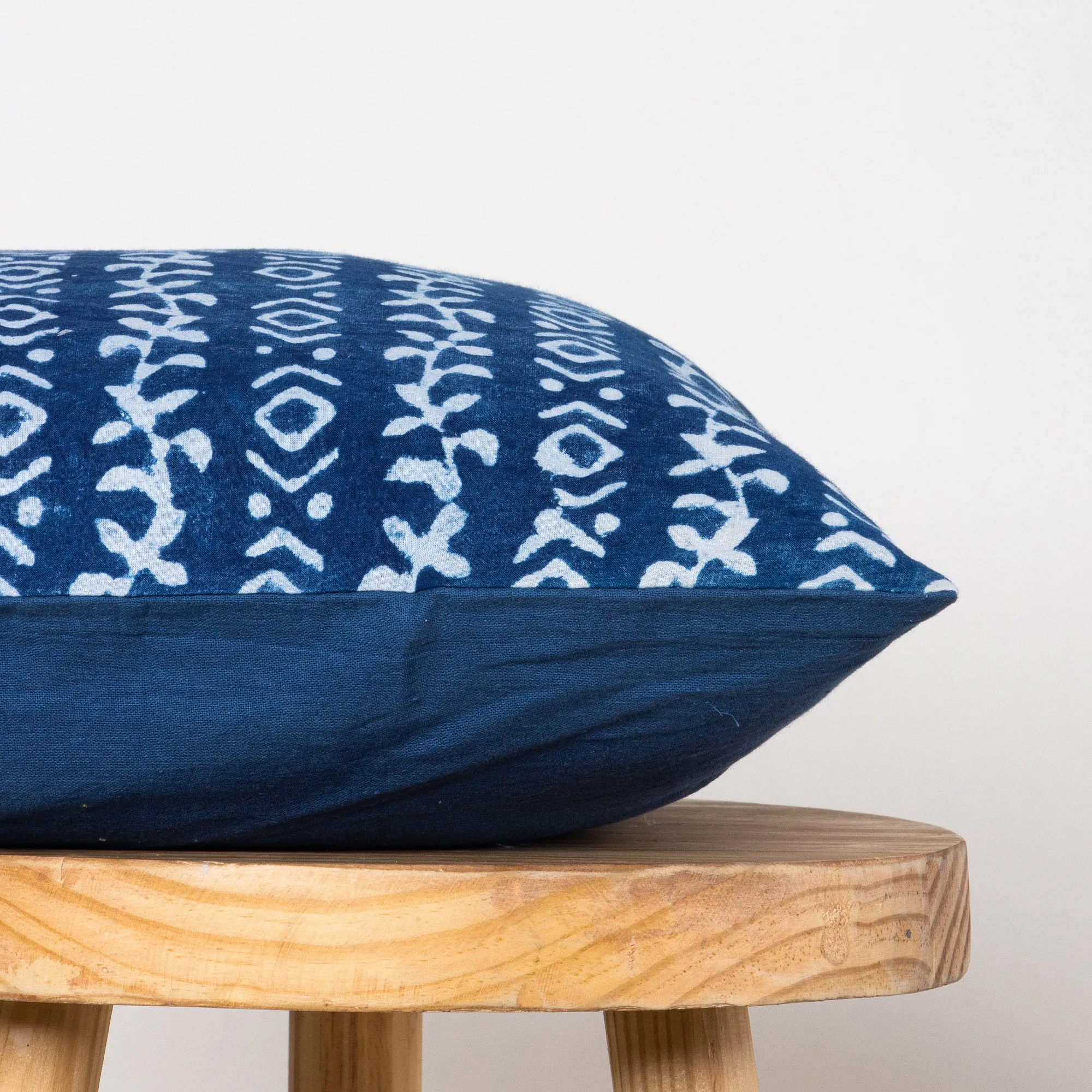 Hand Block Indigo Abstract Printed Pure Cotton Silk Cushion Covers