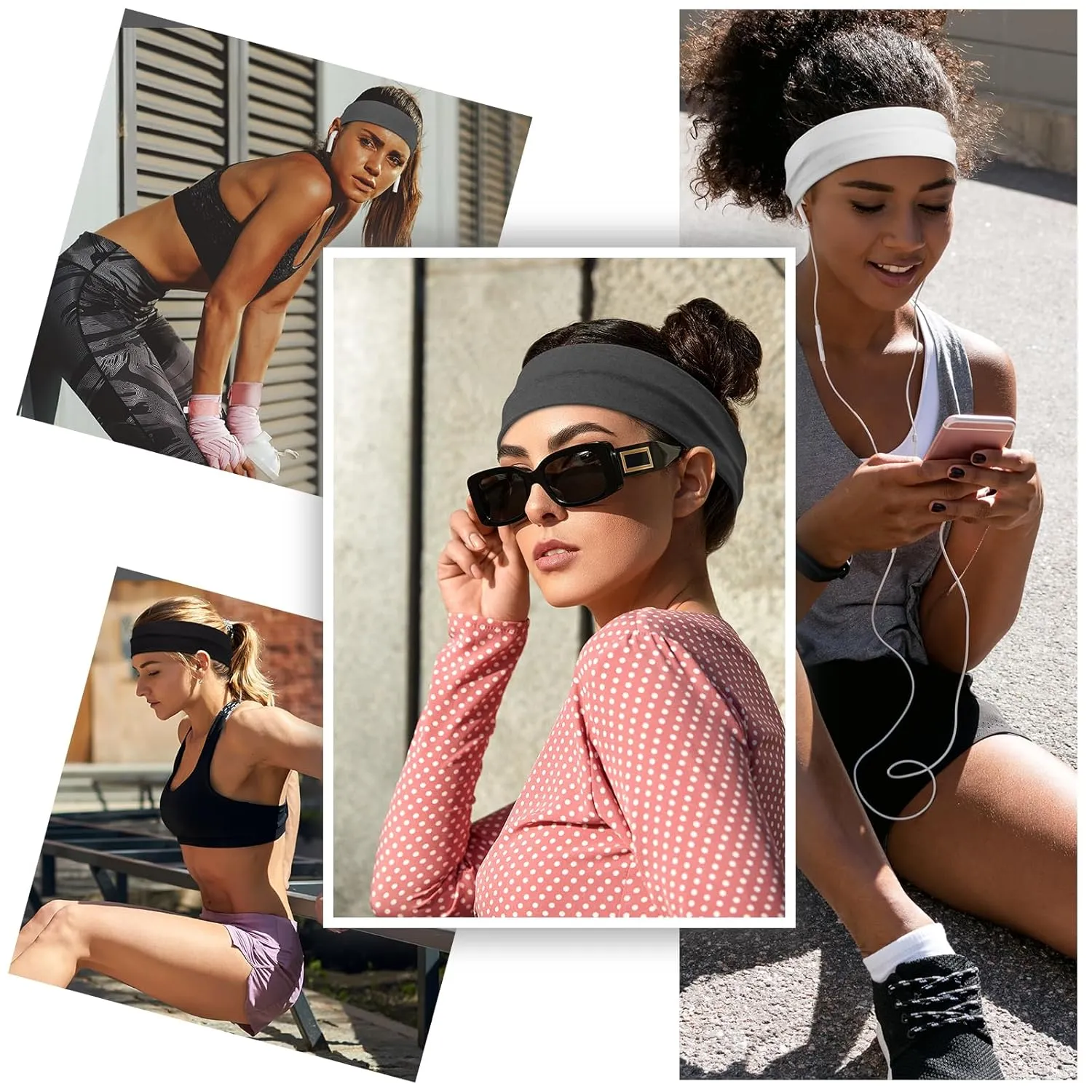 Headbands for Women  16Pcs Cotton Cloth Headbands for Women's Hair Accessories, Non-Slip Sports Headband Bands & Hair Ties, Soft Fabric for Yoga, Running, Workout