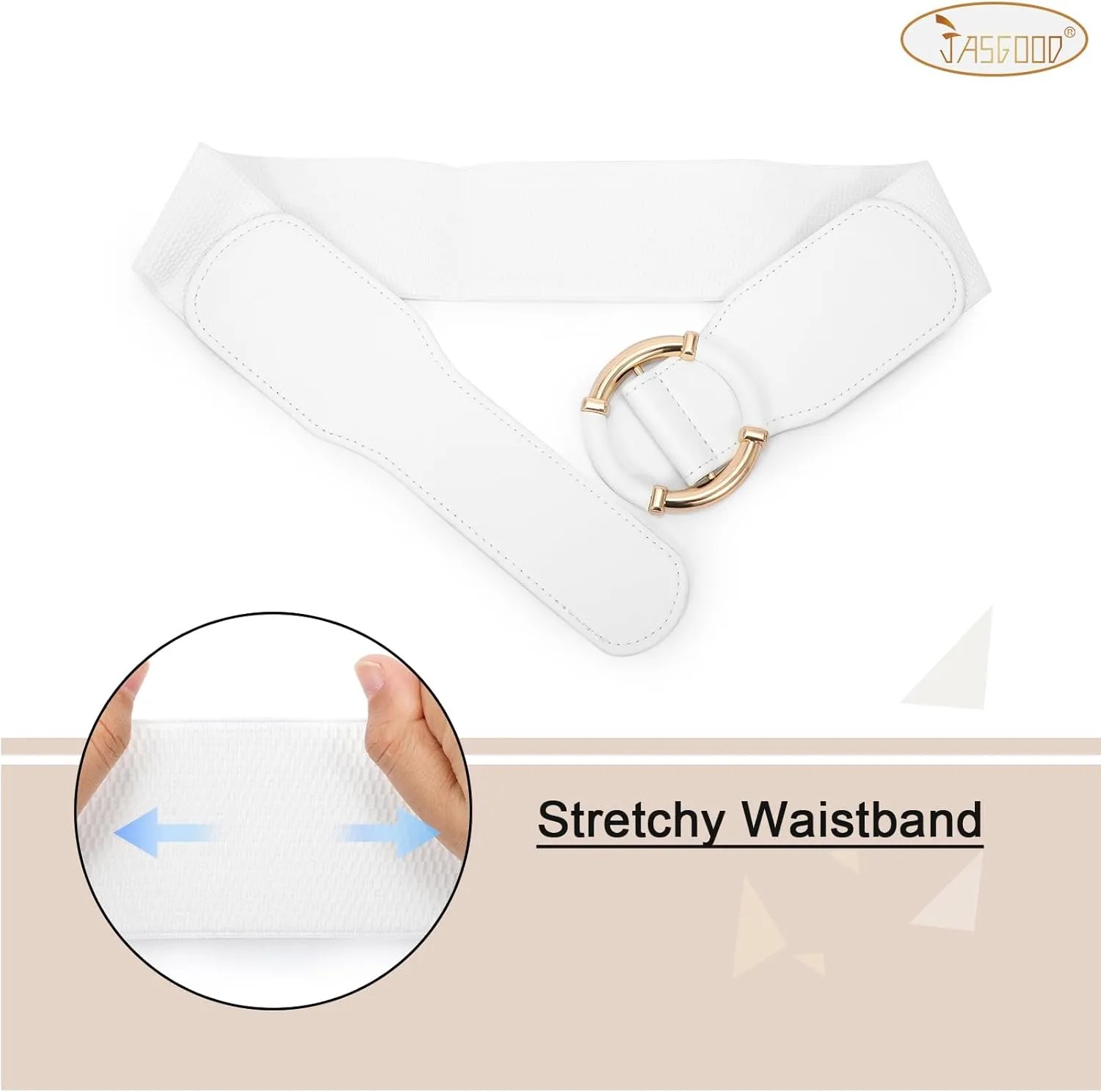 JASGOOD Women Wide Waist Belt Stretchy Elastic Vintage Belts for Dress Ladies Belt with Circle Buckle