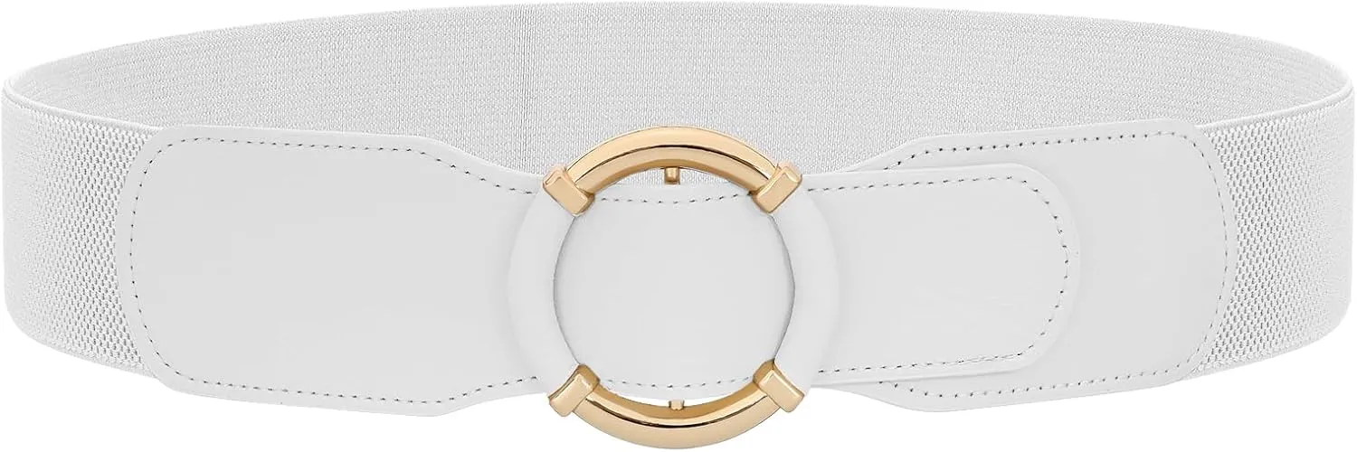 JASGOOD Women Wide Waist Belt Stretchy Elastic Vintage Belts for Dress Ladies Belt with Circle Buckle