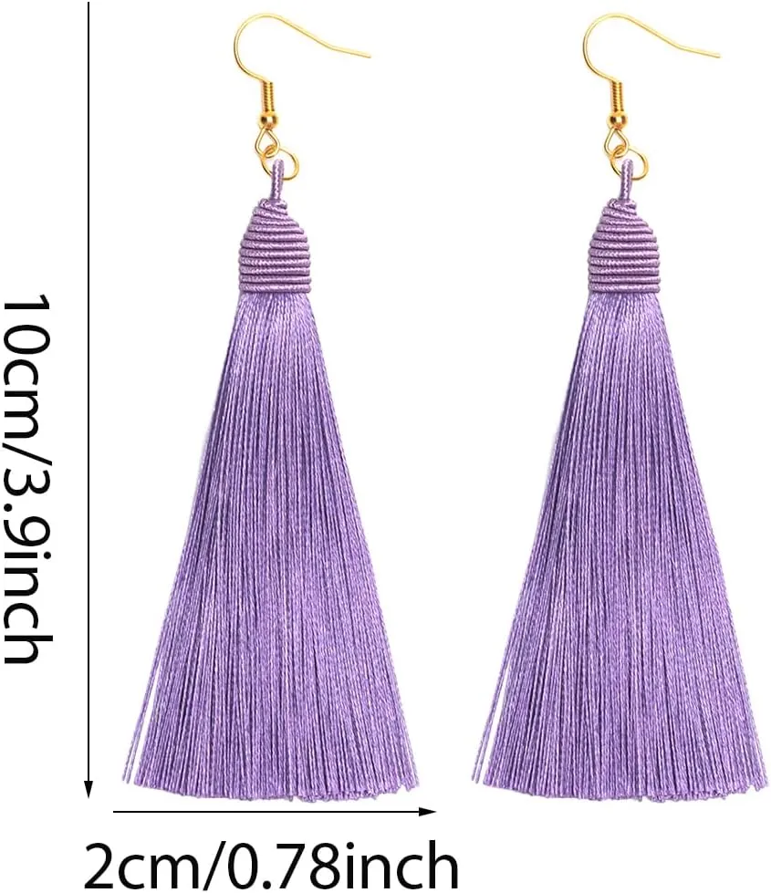 Long Big Large Tassel Fringe Dangle Earrings for Women