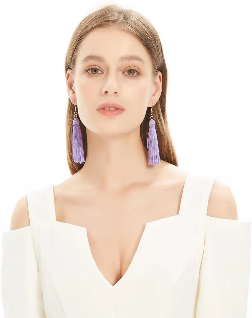Long Big Large Tassel Fringe Dangle Earrings for Women