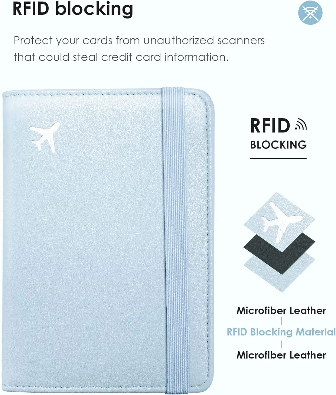 Mymazn Blue Passport Holder Women Passort Travel Wallet Vaccine Card Organizer Passport Case with Vaccination Card Holder with RFID Blocking Clear Pocket for Picture (blue)