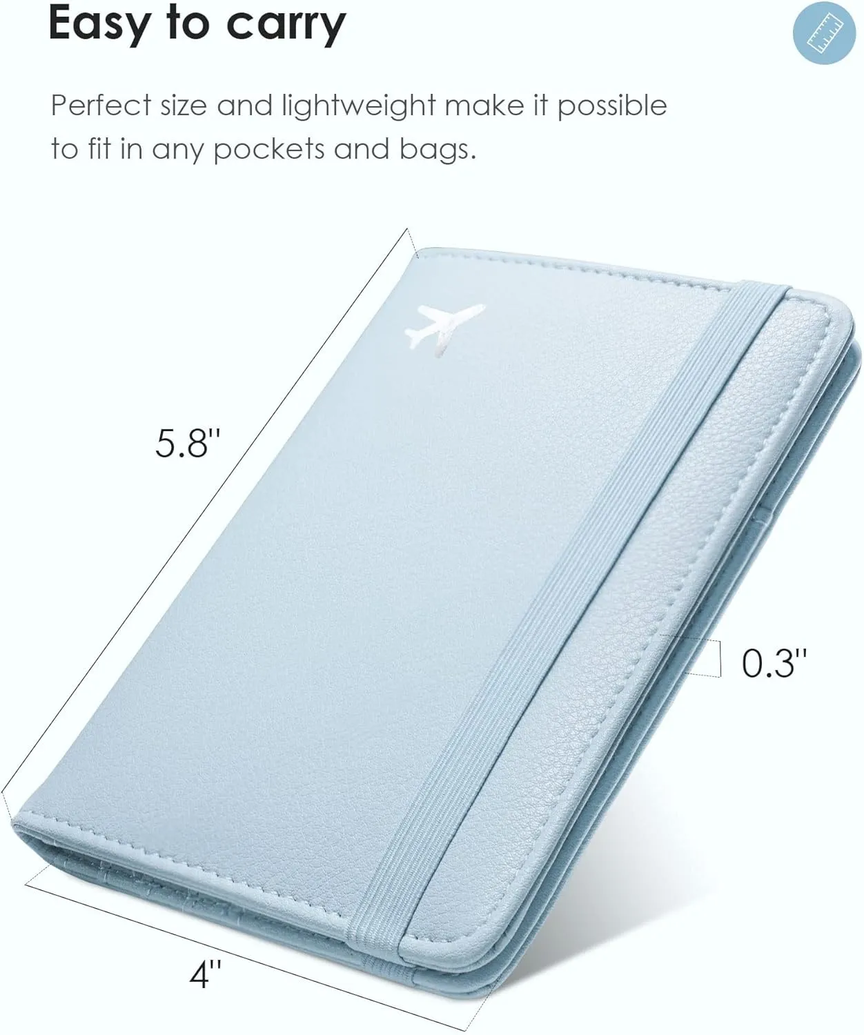 Mymazn Blue Passport Holder Women Passort Travel Wallet Vaccine Card Organizer Passport Case with Vaccination Card Holder with RFID Blocking Clear Pocket for Picture (blue)