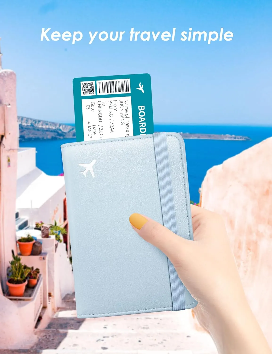 Mymazn Blue Passport Holder Women Passort Travel Wallet Vaccine Card Organizer Passport Case with Vaccination Card Holder with RFID Blocking Clear Pocket for Picture (blue)