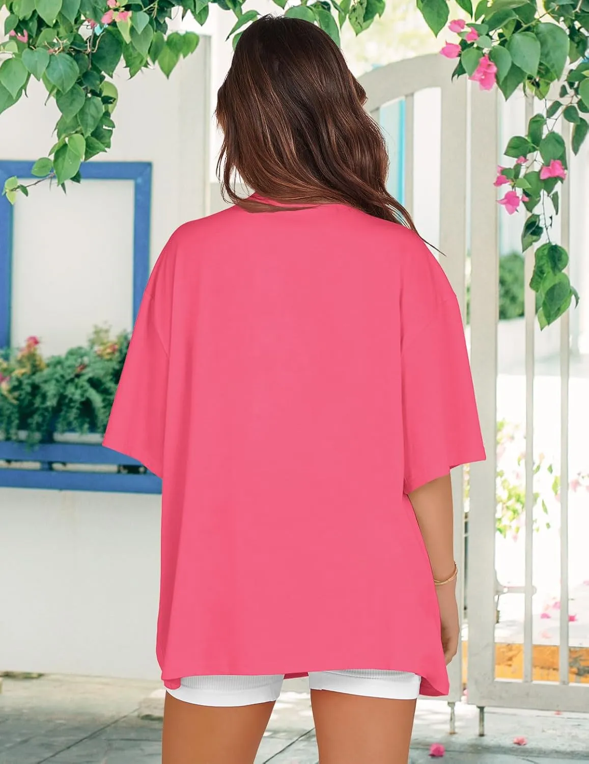 Oversized Tshirts for Women V Neck Short Sleeve Summer Casual Basic Loose Tops
