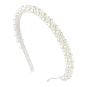 Pearl Headbands for Women Girls Comfortable Elegant Headbands White Faux Pearl Headband Cute Fancy Pearl Head Band for Teen Girls Hair Styling Accessories for Birthday