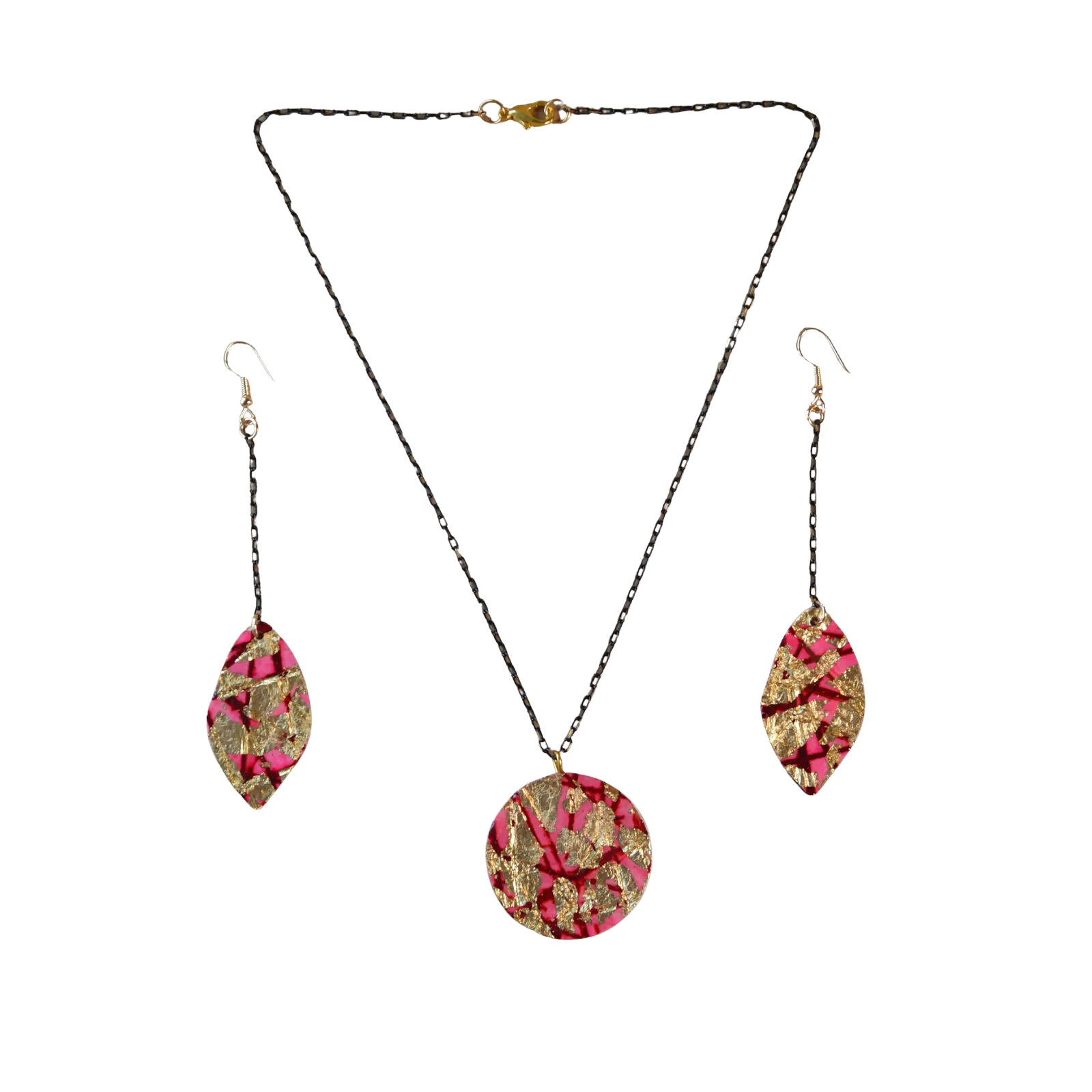 Pink & Gold Necklace & Earring Set*