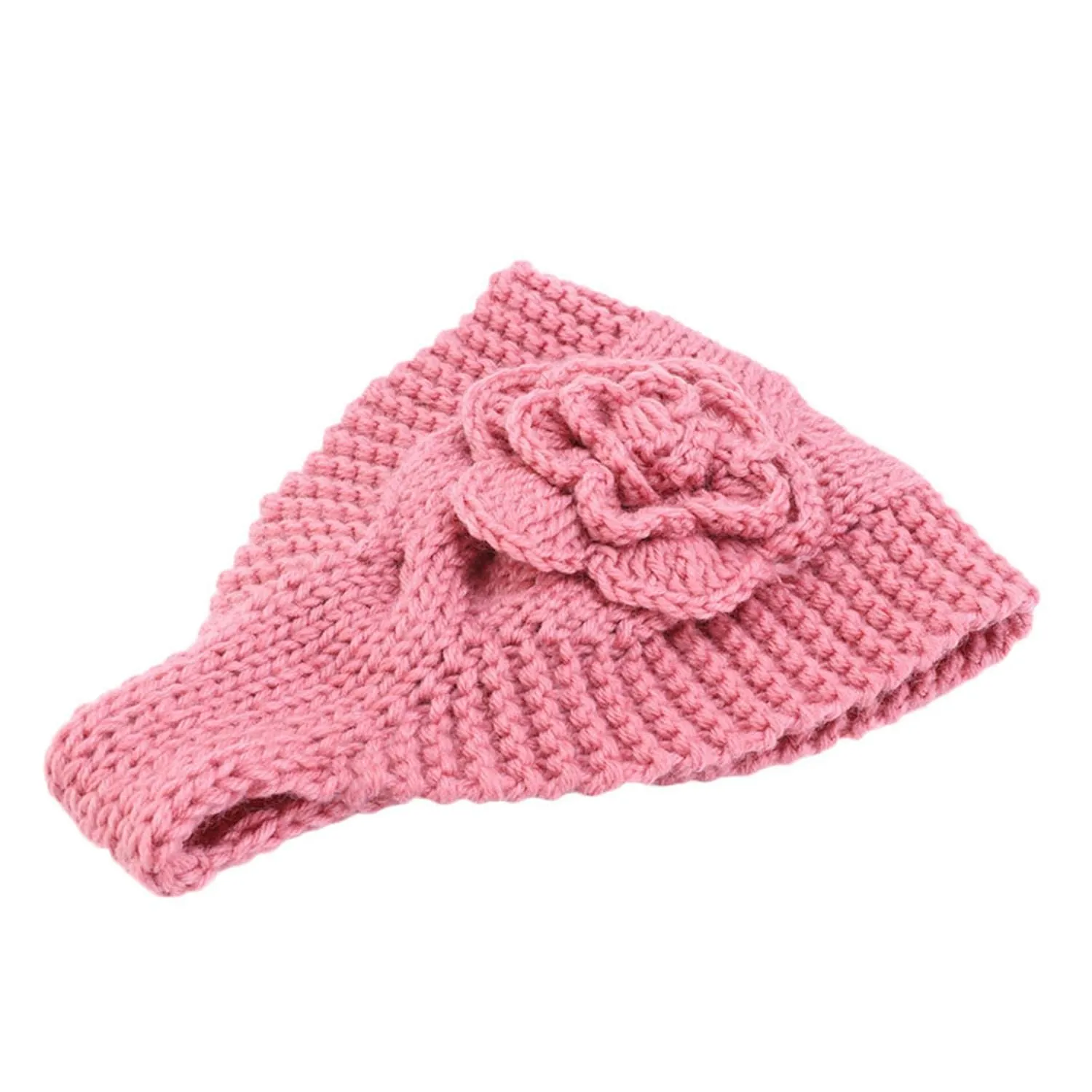 Qianmome Handmade Crochet Flower Headwrap Knit Headband Women Warmer Ear Wool Wide Turban Hairband Bandage