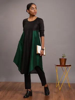 Silk Blend Panelled Kurta-Pant