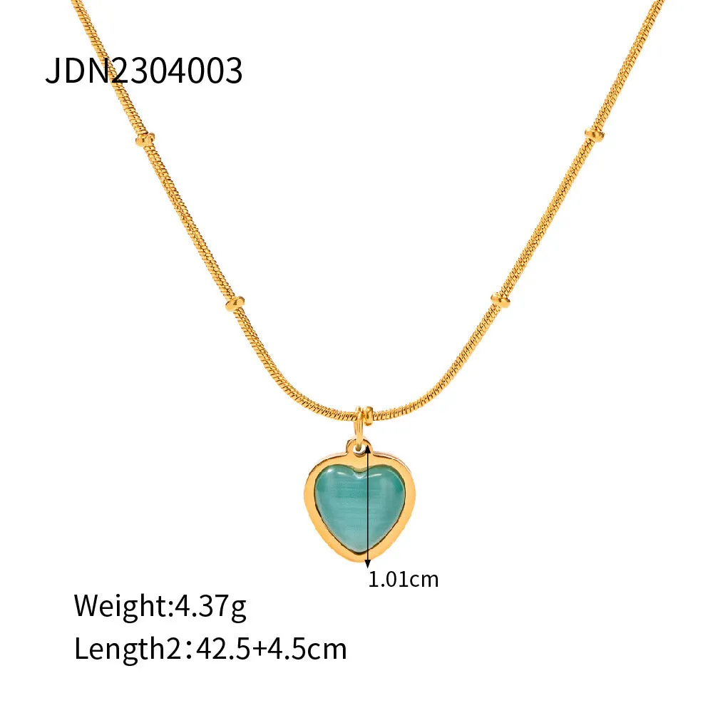 SISSLIA 2024 New Stainless Steel Blue Cat's Eye Square Niche Design High Fashion Necklace for Women