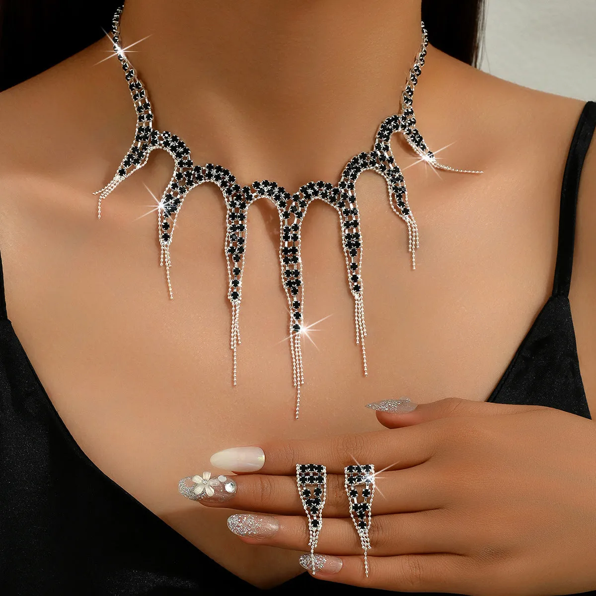 SISSLIA Wholesale Bridal Necklace And Earrings Set Wedding Jewelry Sets For Brides Fashion Jewelry Necklaces For Women