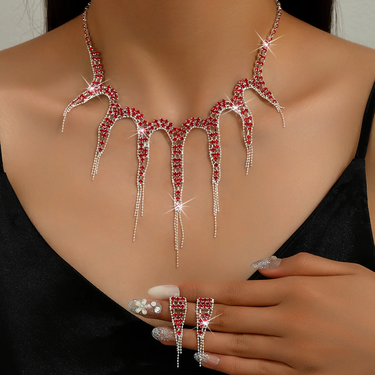 SISSLIA Wholesale Bridal Necklace And Earrings Set Wedding Jewelry Sets For Brides Fashion Jewelry Necklaces For Women