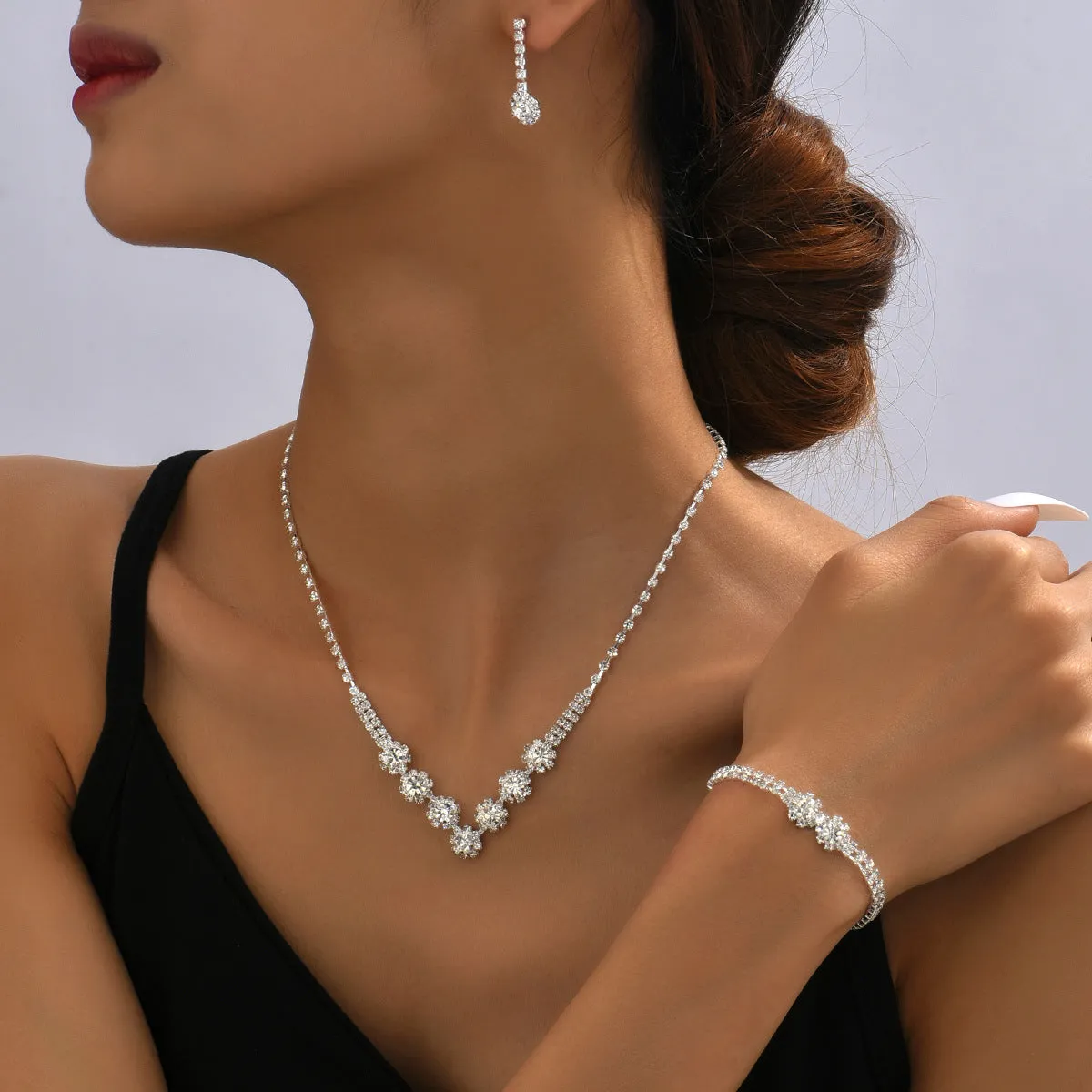 SISSLIA Wholesale Bridal Necklace And Earrings Set Wedding Jewelry Sets For Brides Necklaces For Women