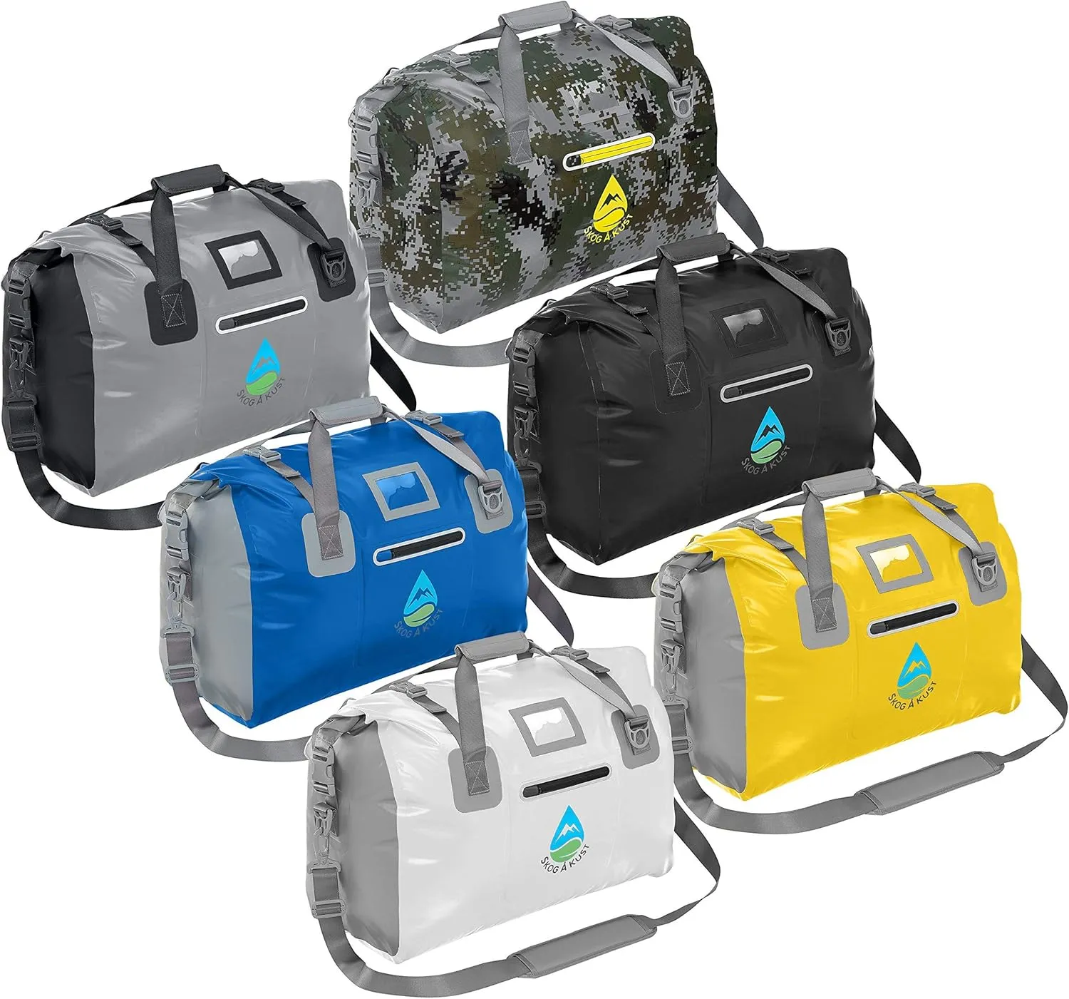 Skog  Kust Duffelsak Heavy Duty Waterproof Duffel - Gear Bag for Sports, Travel, & More - 60L Black